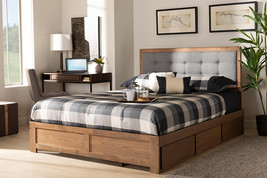 Spuma Dark Gray Fabric Ash Walnut Brown Full Size 3-Drawer Platform Stor... - $11,292.09 MXN