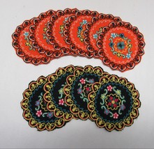 Vintage 10 Stitched Cloth Colorful Coasters Flowers - £7.47 GBP