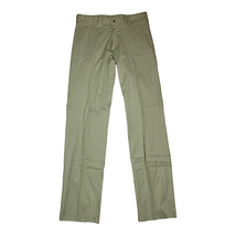 Charleston Khakis Chino Pants Size 32 Unhemmed Green Flat Front Stretch ... - $23.75