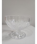 Vintage Pedestal Crystal Glass Centerpiece Bowl - Panels &amp; Diamond Desig... - $27.44 CAD