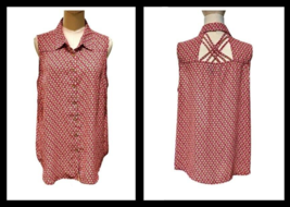 Sleeveless Top Shirt Size XL Pink Diamond Print Cut-out Back New Directions ND - £7.58 GBP