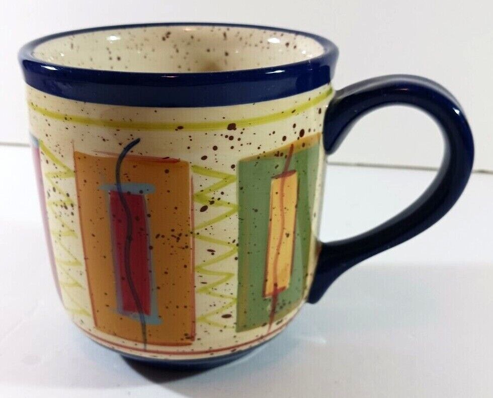 Pfaltzgraff SEDONA Hand Painted Large Cup MUG Stripes Blue 4.25&quot; x 4.25&quot;... - $6.64