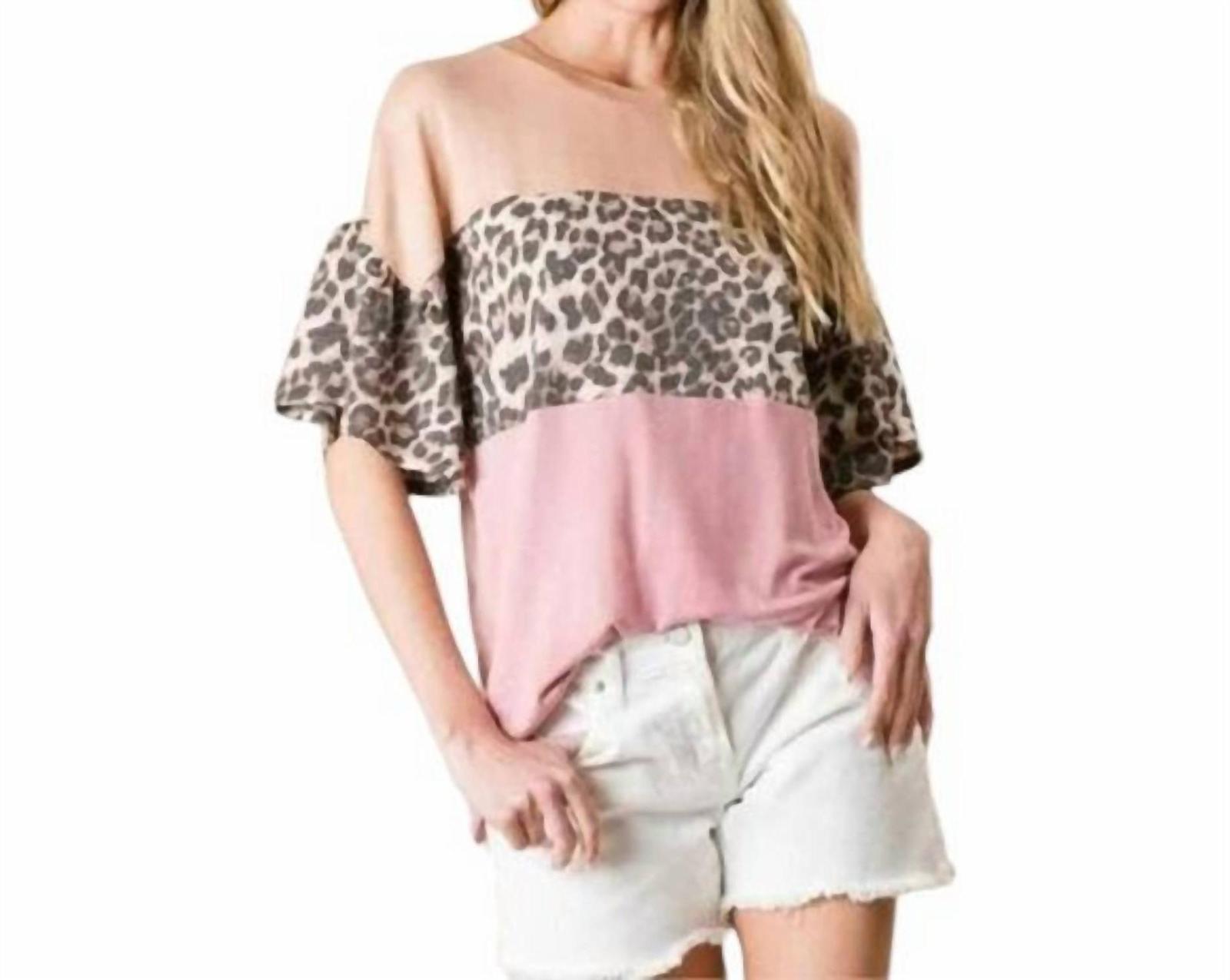 Veveret Colorblock Knit Top - Plus Mauve/peach - $34.00
