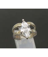 925 Silver - Vintage Marquise Cut Cubic Zirconia Cocktail Ring Sz 7 - RG... - £27.53 GBP