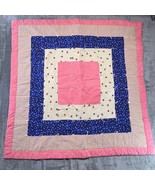 Handmade Quilt Baby Blanket Stars Hearts Pink Blue Patchwork 36&quot; x 36&quot; - €11,08 EUR