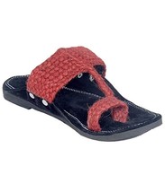 Mens Jutti Mojari Khusa Indian ethnic Flat Shoe US size 8-12 Red Velvet - £25.16 GBP