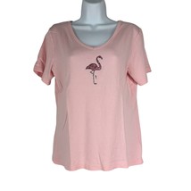 Tape Measure Women&#39;s Pink Flamingo Short Sleeved T-shirt Size S Pink - £10.99 GBP
