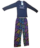 Women&#39;s 2 Piece Black Skull Pajama Fleece Lounge Pants Cat Nap 2XL NEW W... - €15,99 EUR