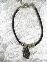 New Black Cord W Pewter Mystical Fantasy Long Mane Unicorn Charm Bracelet 6 - 8&quot; - £4.81 GBP