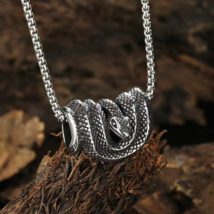 Silver Animal Serpent Snake Pendant Necklace Punk Retro Jewelry Chain 24&quot; Gift - £13.21 GBP