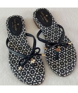 Kate Spade Bow Flip Flops Mystic Blue Gold Charm Slip-On Thong Sandals S... - $807.81 MXN