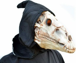 Scary Halloween Bull Animal Horse Skull Mask Creature Hooded Ritual Costume Mask - £16.02 GBP