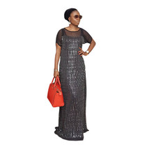 African Fashion Women Sexy Female Sequins Dress High elastic Bead Party - £35.19 GBP