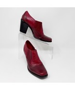 Antonio Melani Womens Red Embossed Leather Western Slip On Bootie Size 6 - $642.90 MXN