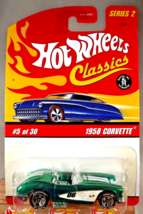 2005 Hot Wheels Classics Series 2 5/30 1958 CORVETTE Green w/BFG Chrome 5Sp - £14.55 GBP