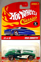 2005 Hot Wheels Classics Series 2 5/30 1958 CORVETTE Green w/BFG Chrome 5Sp - £13.82 GBP