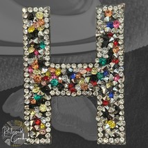 Letter H Multicolor Rhinestone Iron On Patch Applique Embellishment - $5.50 CAD