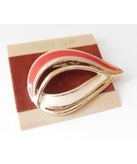 Vintage Fashion Jewelry Scarf Clip Red White Gold Tone Metal Enamel Unsi... - £8.75 GBP