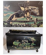 Vintage Tole Painted Metal Magazine Rack Fox Hunt Scene Paint by Numbers... - $99.50 CAD