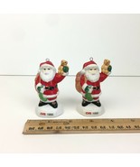 2 Vtg 1995 CVS Santa w Bear Christmas Holiday Ornaments Ceramic Collectible - £10.42 GBP