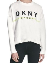 DKNY Womens Activewear Sport Embroidered Logo Fleece Sweatshirt, White,X-Large - £35.71 GBP