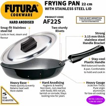 Hawkins Futura Hard Anodised Frying Pan 1.1 Lt Dia 22cm 4.06mm thick with SS LID - £85.32 GBP