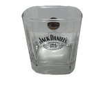 Jack Daniels Old No 7 Rocks Glass Square Black Graphics Weighted 1914 Wh... - $14.76