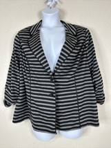 NWT Avenue Womens Plus Size 22/24 (2X) Striped Knit Button Up Blazer Stretch - £17.97 GBP