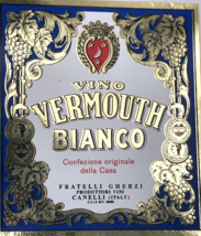 VTG Fratelli Gherzi Vino Vermouth Bianco Italian Wine Bottle Label 3.75x6 - £9.42 GBP