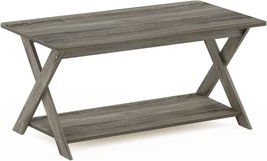 Criss-Crossed Coffee Table By Furinno, 35 Point 4 In. X 19, French Oak Grey. - £31.94 GBP