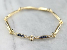 4.50CT Princess Cut Simulated Sapphire Women&#39;s Bracelet Gold Plated 925 Silver - £158.26 GBP