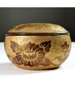 Antique DeVilbiss ornate floral pattern 22K Gold Vanity pin jar powder j... - £153.77 GBP