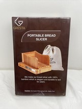 Gresta Sustainable Compact Bamboo Portable Bread Slicer W/ Bag &amp; Knife Tray - £31.80 GBP