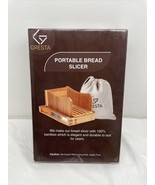 Gresta Sustainable Compact Bamboo Portable Bread Slicer W/ Bag &amp; Knife Tray - £31.50 GBP