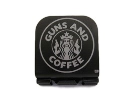 I Love Guns &amp; Coffee Laser Etched Aluminum Hat Clip Brim-it - £9.58 GBP