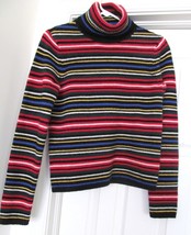 RALPH LAUREN Sweater Lambswool ANGORA Striped L/S TURTLENECK S Vintage - £62.92 GBP