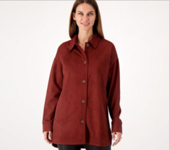 Attitudes by Renee Faux Suede Shirt (Chocolate Plum, Small) A549017 - £24.53 GBP