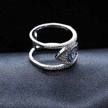 2Ct Round Lab-Created Sapphire Eve Eye Anniversary Ring 14k White Gold Plated - £140.99 GBP