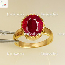 Bague unisexe en or véritable 18 carats, 22 carats, pierres précieuses rubis ... - £733.89 GBP+