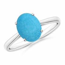 ANGARA Oval Solitaire Turquoise Cocktail Ring for Women in Silver Size 5 - £435.54 GBP