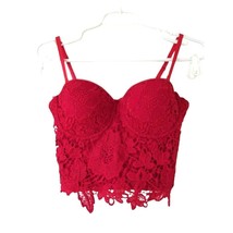 Dark red lace corset bustier lingerie Push up bra M - $17.10