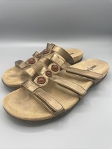 Minnetonka Sandals Brown Leather Strap Slip On Slide Womens Size 9 - $294.11 MXN