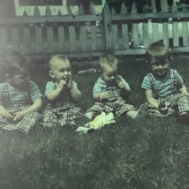 3 Diff 1950s Toddlers Playing on Grass Glass Plate Photo Slide Magic Lantern - £13.85 GBP