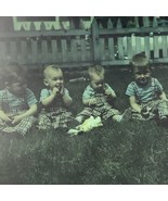 3 Diff 1950s Toddlers Playing on Grass Glass Plate Photo Slide Magic Lan... - £14.64 GBP