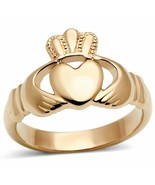 RING CELTIC CLADDAGH STAINLESS STEEL GOLD TONE FINISH TK160r - $553.15 MXN