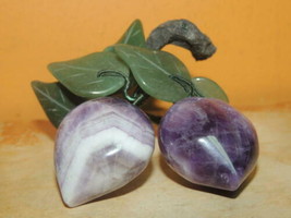Vintage Chinese Lavender Chevron Amethyst Peach Leaves Celadon Jade Nephrite - £43.10 GBP