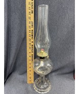 ANTIQUE VINTAGE EAPG Magnesium GLASS OIL  LAMP With CHIMNEY And Burner 19”T - £43.47 GBP