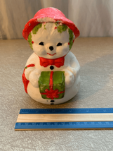 SnowGirl Vintage Candle Figure Vintage Christmas Holiday Decor 4”x4.5” W... - $7.92