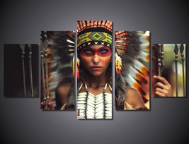 Sexy Native American Woman Canvas Print Wall Home Decor Five Piece - $30.50+