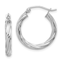 10k Gold Polished 3mm Twisted Hoop Earrings 10TC385 - £173.17 GBP